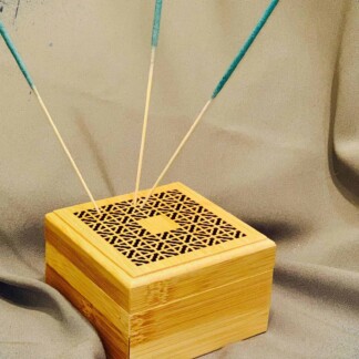 Bamboo cube incense holder
