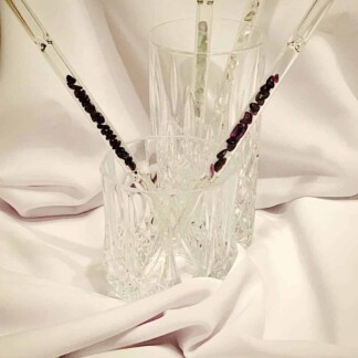 Glass Straws with Healing Stones in a Jar