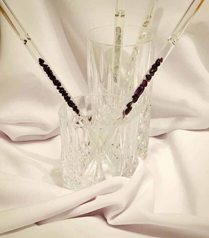 Glass Straws with Healing Stones in a Jar